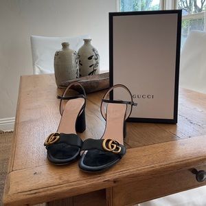Gucci size 38 black sandal heels